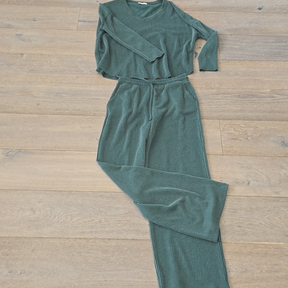 Wasabi + Mint Rib Lounge Set S/M